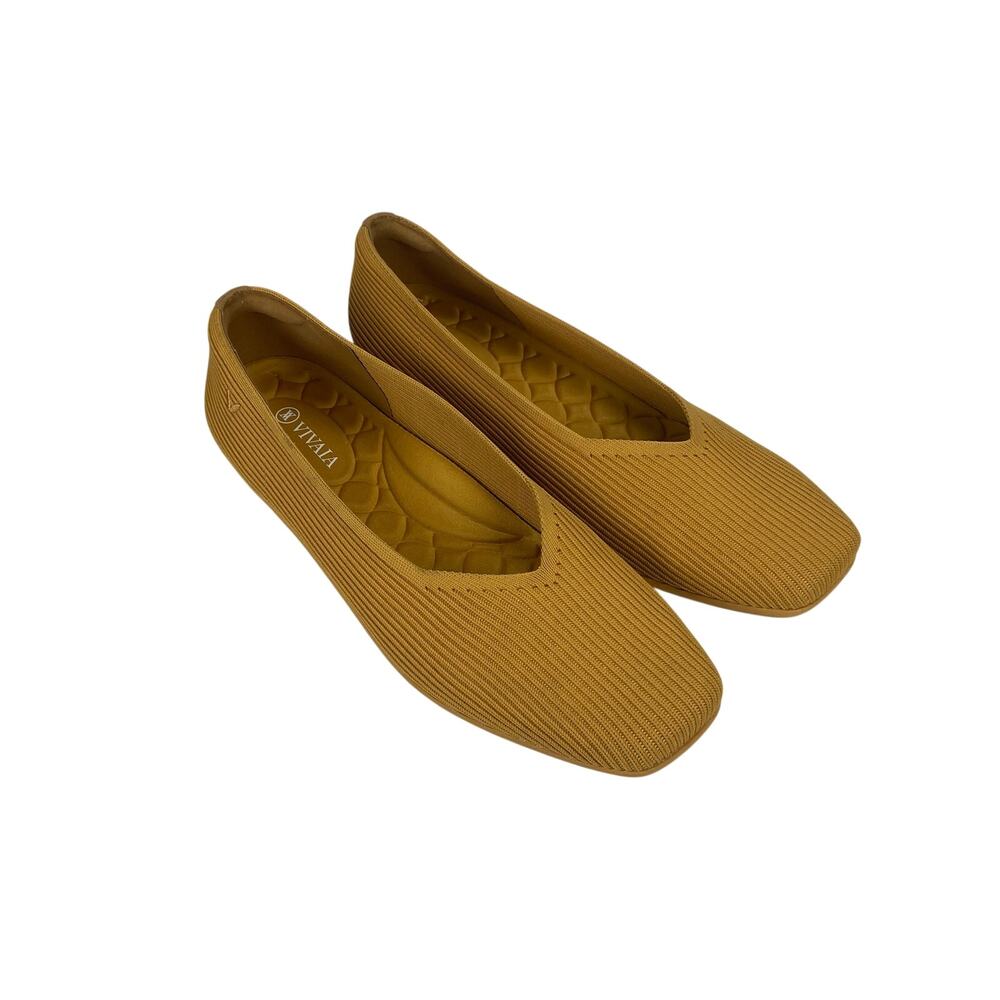 Vivaia Square Toe V Cut Ballet Flat Margot 2.0 Ginger Yellow Size 41 / 9.5 US